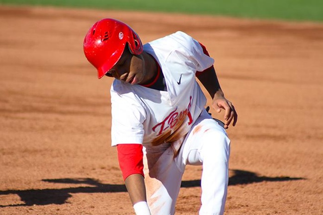 Jared Crockett had two hits and four steals on the day to help Mesa beat Grand Canyon Club team, 7-4. (photo by Aaron Webster)