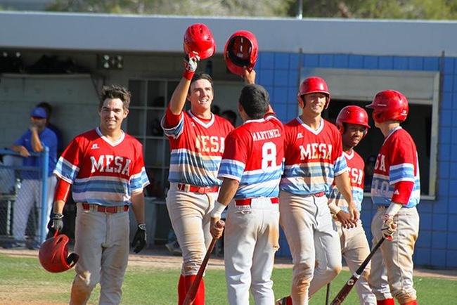 Mesa is all smiles after Kody Funderburks grand slam at South Mountain Wednesday afternoon. (photo by Aaron Webster)