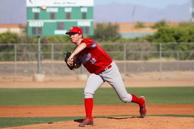 Jake Denham threw five innings as the T-Birds starting pitcher Wednesday afternoon at Gateway to earn the win for Mesa. (Photo by Aaron Webster)