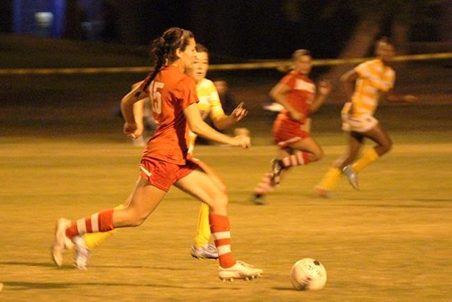 Mackenzie Brown races down the middle of the field on her way to scoring the T-Birds second goal of the night.