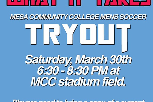Mesa Men's Soccer are Hosting Tryouts for Fall 2019 Season This Saturday, March 30th