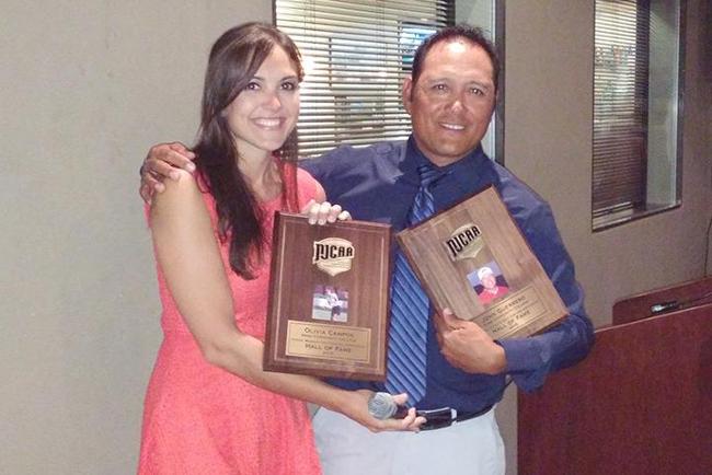 Olivia Campos, left, and John Guerrero were inducted into the NJCAA women's golf Hall of Fame