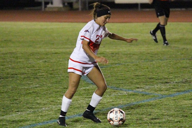 Mayleen Corral scored the winning goal in the second overtime Tuesday night against South Mountain. (Photo by Aaron Webster)