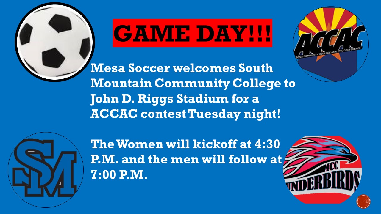Mesa Soccer hosts South Mountain for conference action on Tuesday night.