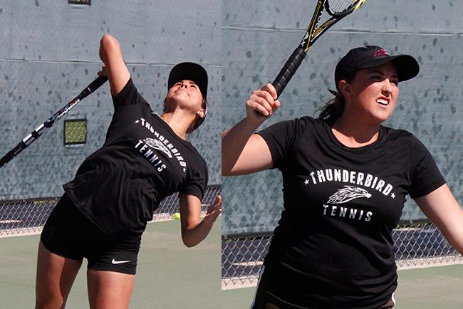 Desiree Curiel, left, and Michelle Fournier won the No. 2 doubles consolation final at the NJCAA Women's Tennis Championship