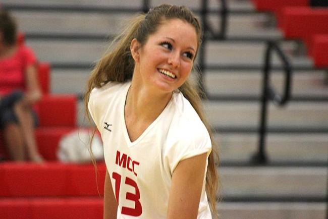 Chelsey Stover paced MCC with 8 kills in 22 attempts and no errors. (Photo by Aaron Webster)