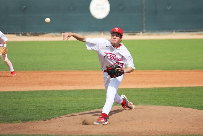 Mesa's Nolan Ruff delivers a pitch Saturday afternoon against the Phoenix College Bears.