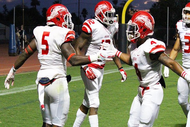 Mesa celebrates after scoring a touchdown by TJ Roberts Jr. (Photo by Aaron Webster)