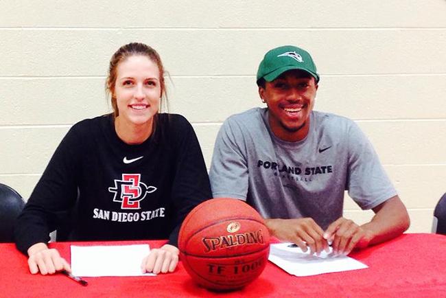 Kylie Herd, left, is headed to San Diego State and Khari Holloway to Portland State