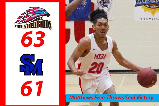 Amaury Matthews Drains Two Free-Throws to Seal Victory for Mesa, 63-61, Over South Mountain
