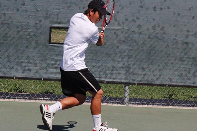 Andy Nguyen captured the No. 6 singles match, 6-0, 6-0 (Photo by Jacob Dewald)