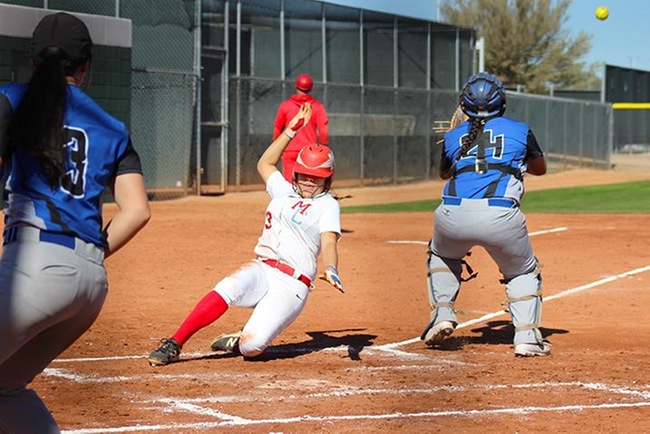Marissa Ibarra scores during Mesa's first game against Gateway Saturday afternoon. (photo by Aaron Webster)