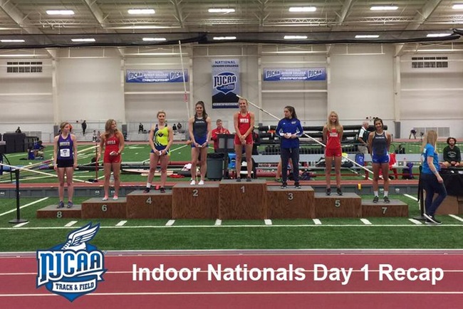 Calla Reed, center in red, Ally Keil, left in red and Justice Angel, right, claimed three of the top six spots in the pole vault.