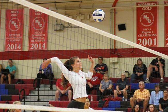 Leah Crist hammers home a kill against the South Mountain Cougars Wednesday night.