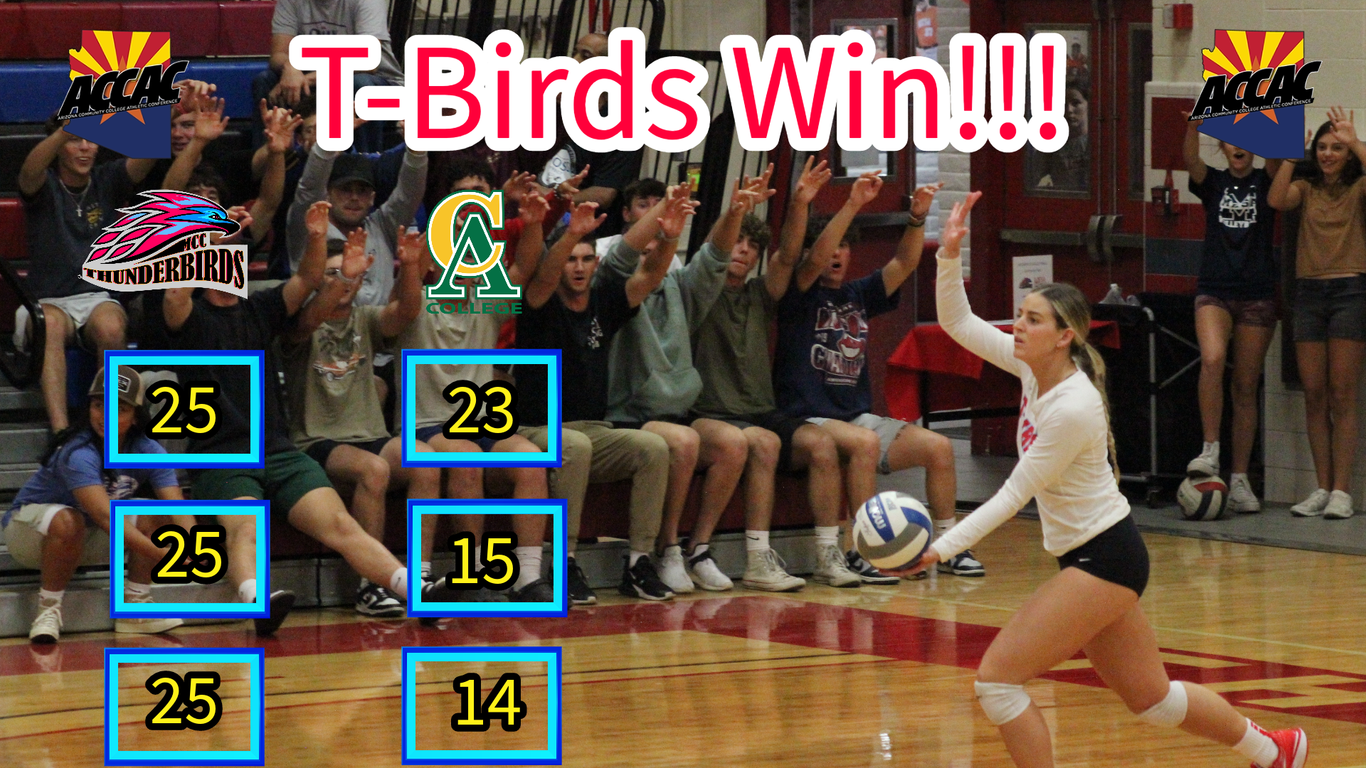 Women's Volleyball get a clean sweep of Central Arizona on Friday night