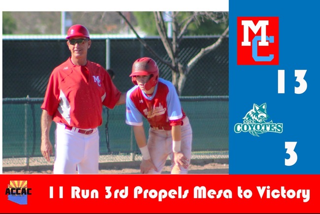 11 Run 3rd Inning Propels #5 Mesa Baseball to 13-3 Win Over CGCC, Split 2-Game Series