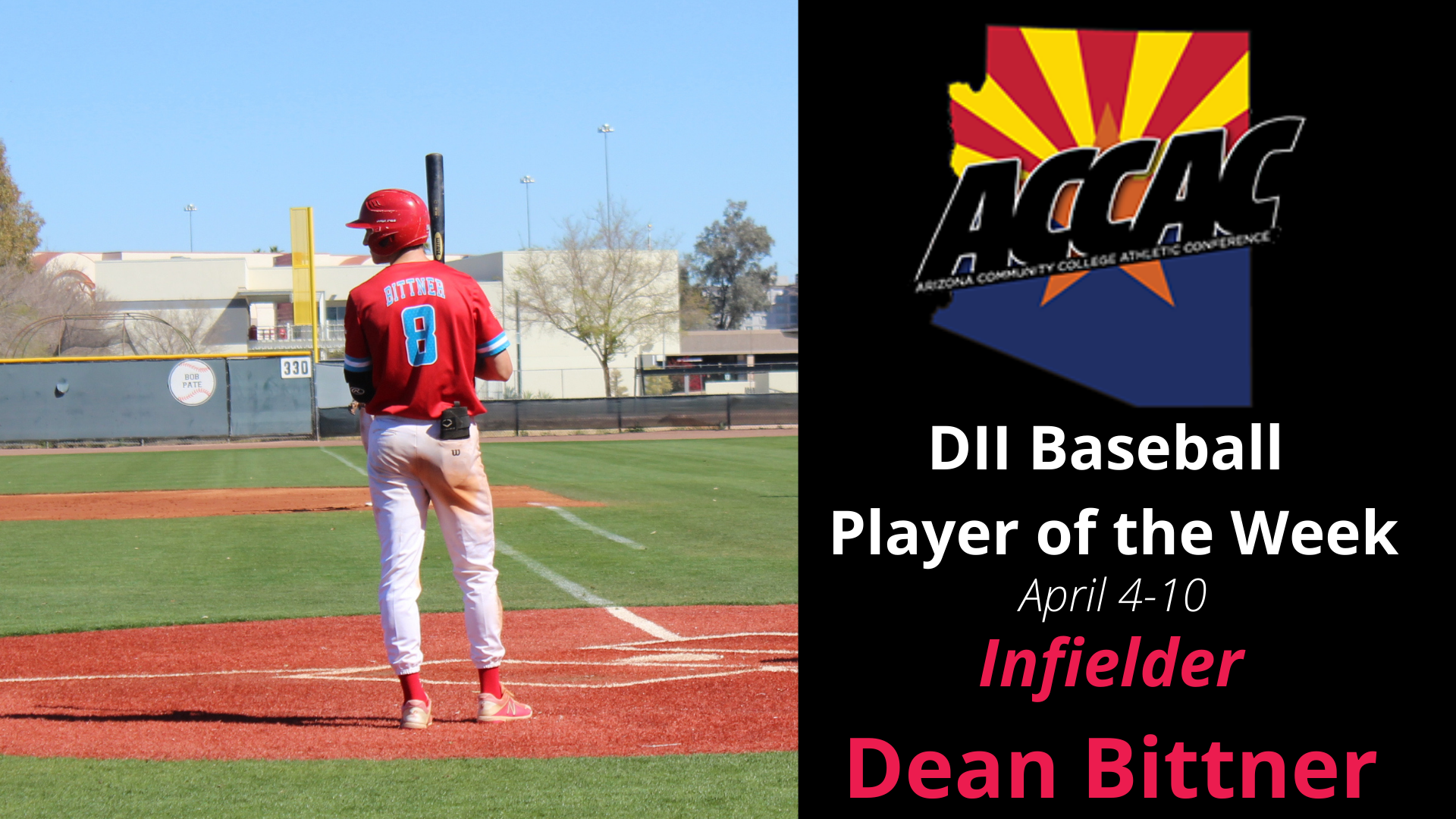 Dean Bittner Named ACCAC DII Baseball Player of the Week