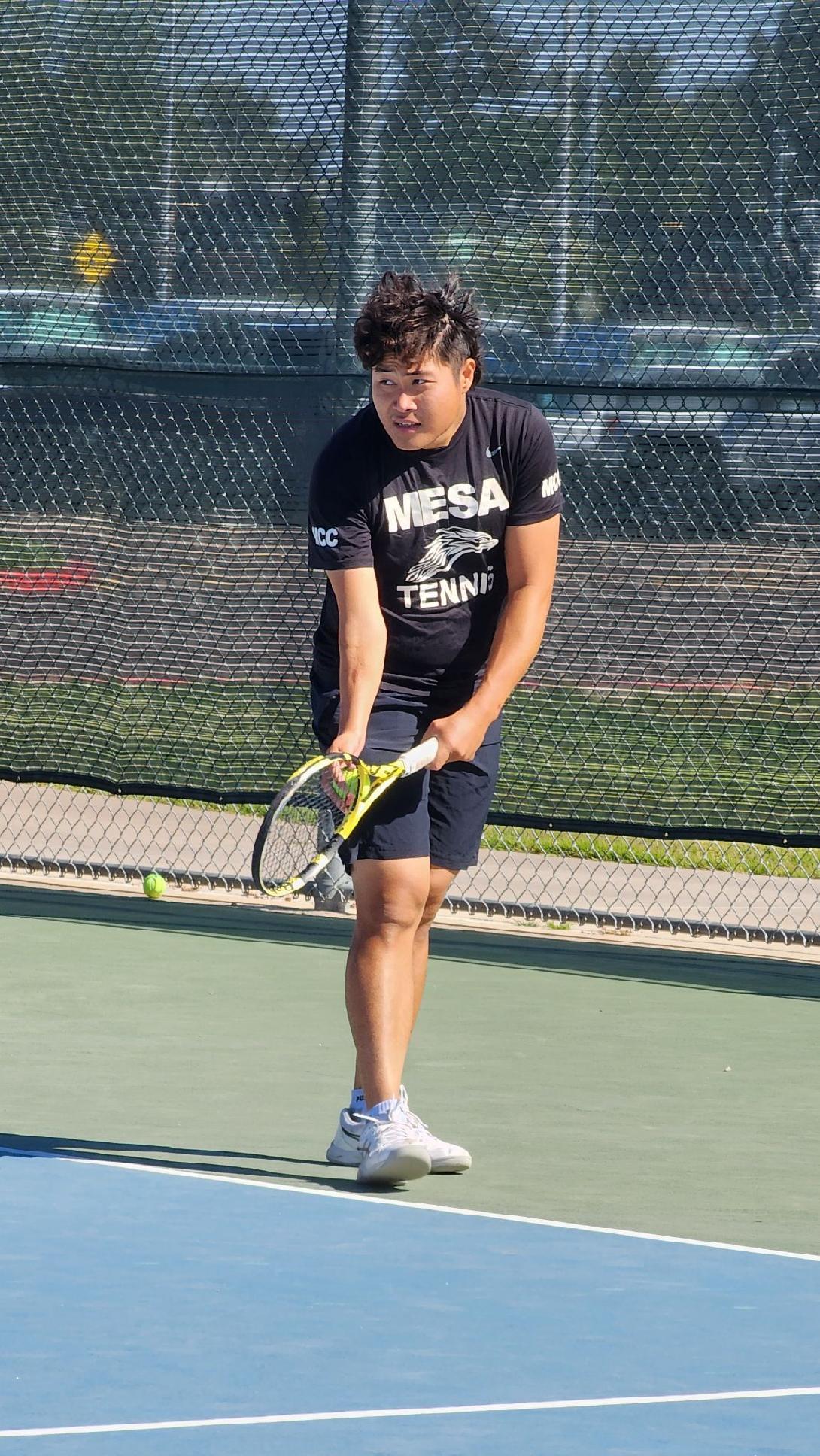 Men's tennis remains perfect in conference play after season sweep of PVCC.
